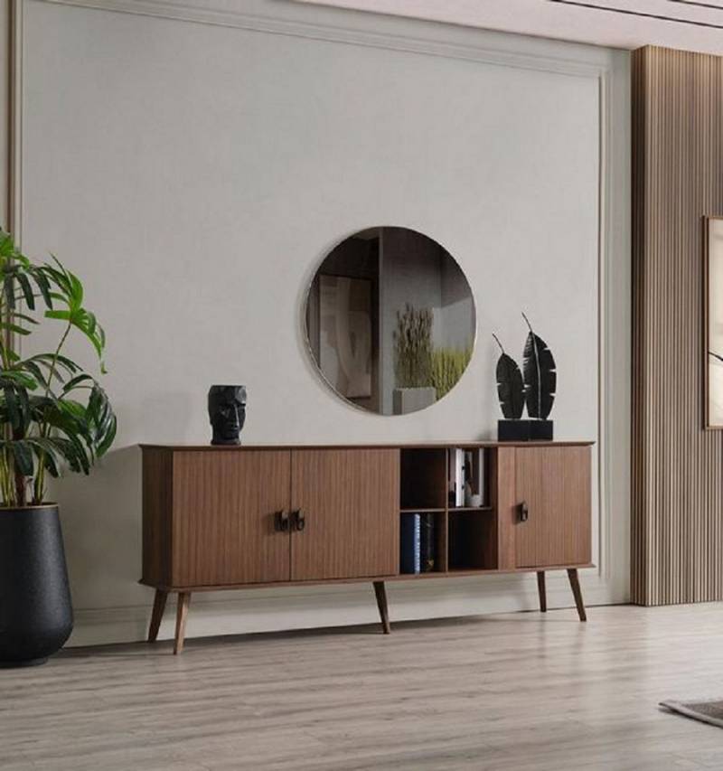 JVmoebel Kommode Luxus Schrank Sideboard - Designer Möbel für Ihr Zuhause (3 St., Kommode + Spiegel), Made in Europa von JVmoebel