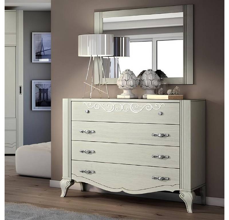 JVmoebel Kommode Kommode Spiegel Schrank Kommoden Regal Konsole Möbel Holzschrank Italy (Set 2tlg. Kommode + Spiegel), Made in Europa von JVmoebel