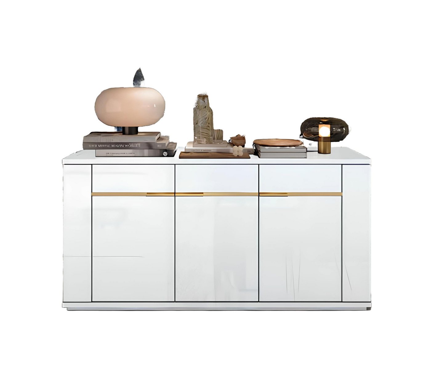 JVmoebel Kommode Kommode Weiß Gold Hochglanz Wohnzimmer Aufbewahrungsschrank Holzmöbel (Kommode), Made in Europa von JVmoebel