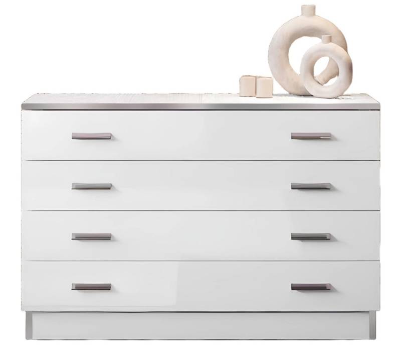 JVmoebel Kommode Spiegelschrank Sideboard Weiß Hochglanz Holz Schlafzimmer Möbel (Kommode + Spiegel), Made in Europa von JVmoebel