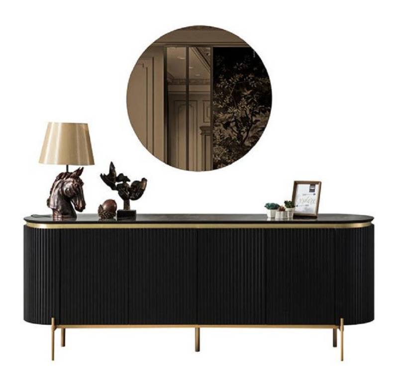 JVmoebel Kommode Luxuriös Kommode mit Spiegel Hochwertig Anrichte Schublade Schwarz (2 St., Kommode mit Spiegel), Made in Europa von JVmoebel