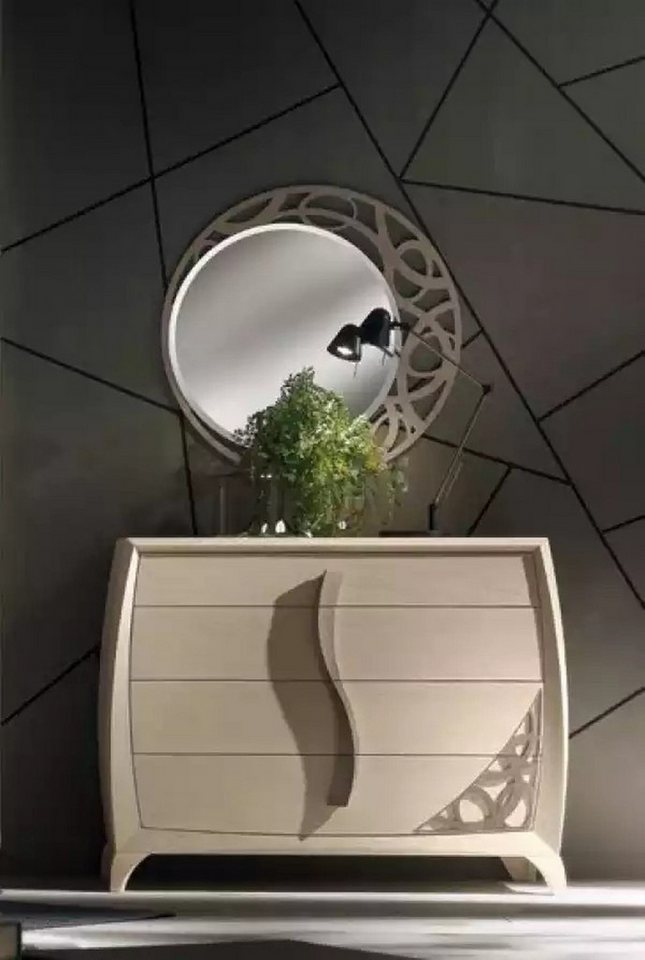 JVmoebel Kommode Luxuriöses Beige Set: Kommode, Spiegel & Holzkonsole (2 St., Kommode + Spiegel), Made in Europa von JVmoebel
