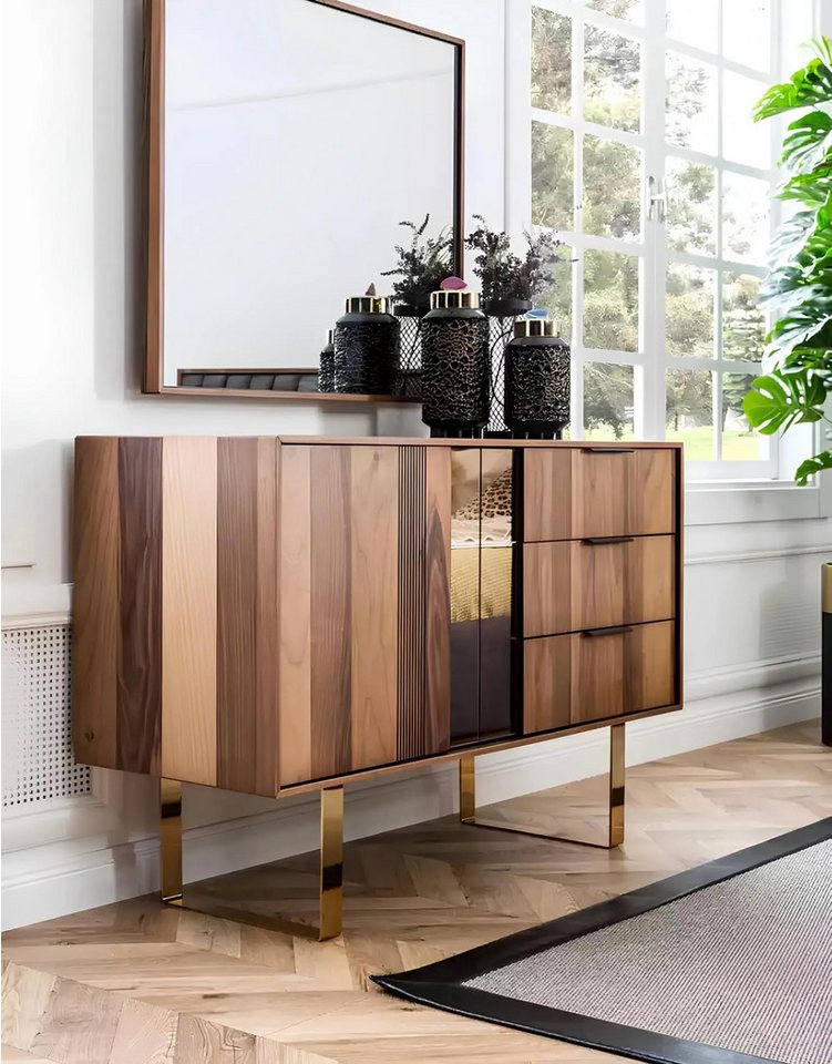 JVmoebel Kommode Moderne Holz Schlafzimmermöbel mit Spiegel Set für elegantes Wohnen (2 St., 1x Kommode + 1x Spiegel), Made in Europa von JVmoebel