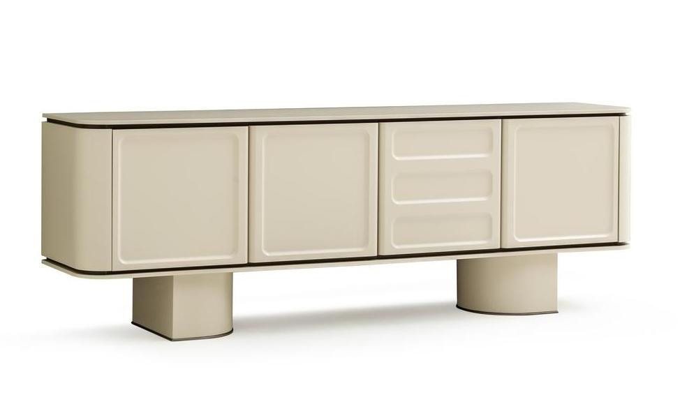 JVmoebel Sideboard Moderne Kommode Beige Holz Sideboard Anrichte mit Türen Lowboard, Made in Europe von JVmoebel