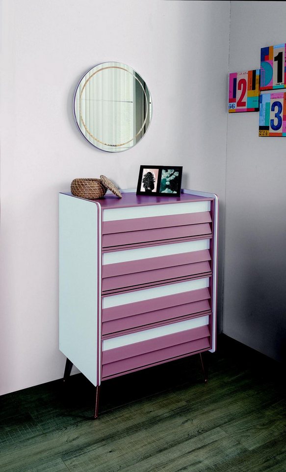JVmoebel Kommode Rosa Holzschrank mit Spiegel für das Mädchenzimmer (Kommode / Spiegel), Made in Europa von JVmoebel