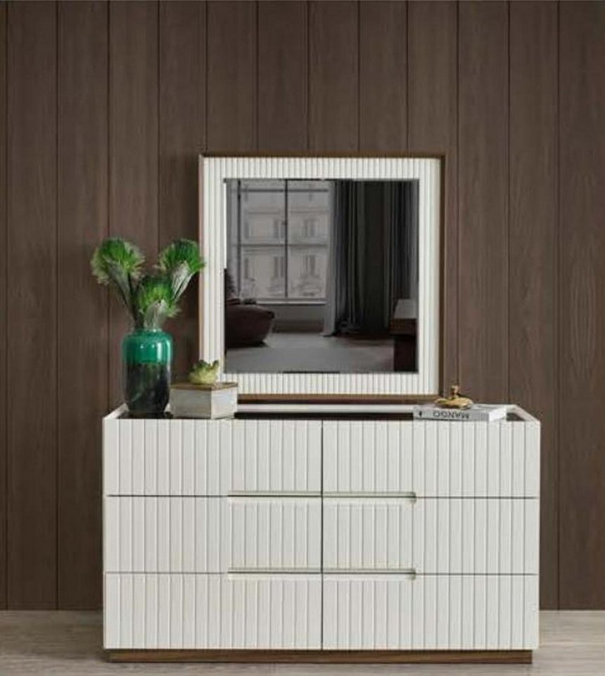 JVmoebel Kommode Schlafzimmer Weiße Kommode Designer Holz Beistellkommode Designer (Kommode mit Spiegel), Made in Europa von JVmoebel