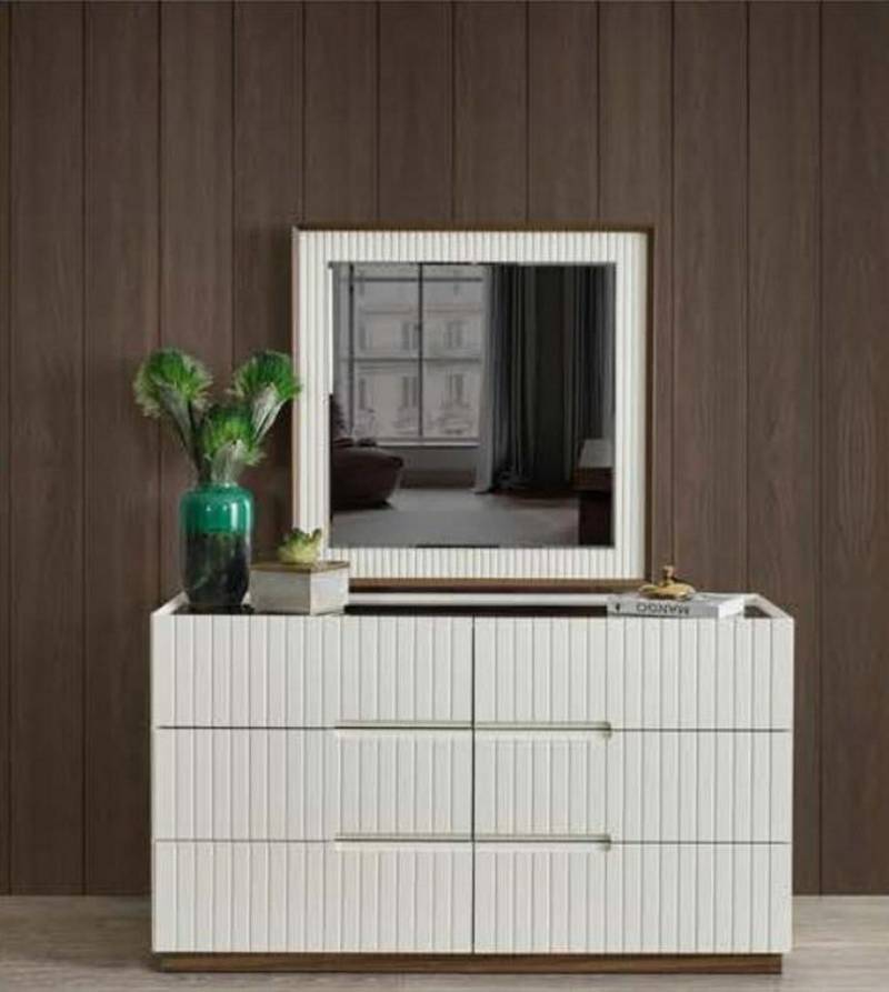 JVmoebel Kommode Schlafzimmer Weiße Kommode Designer Holz Beistellkommode Designer (Kommode mit Spiegel), Made in Europa von JVmoebel