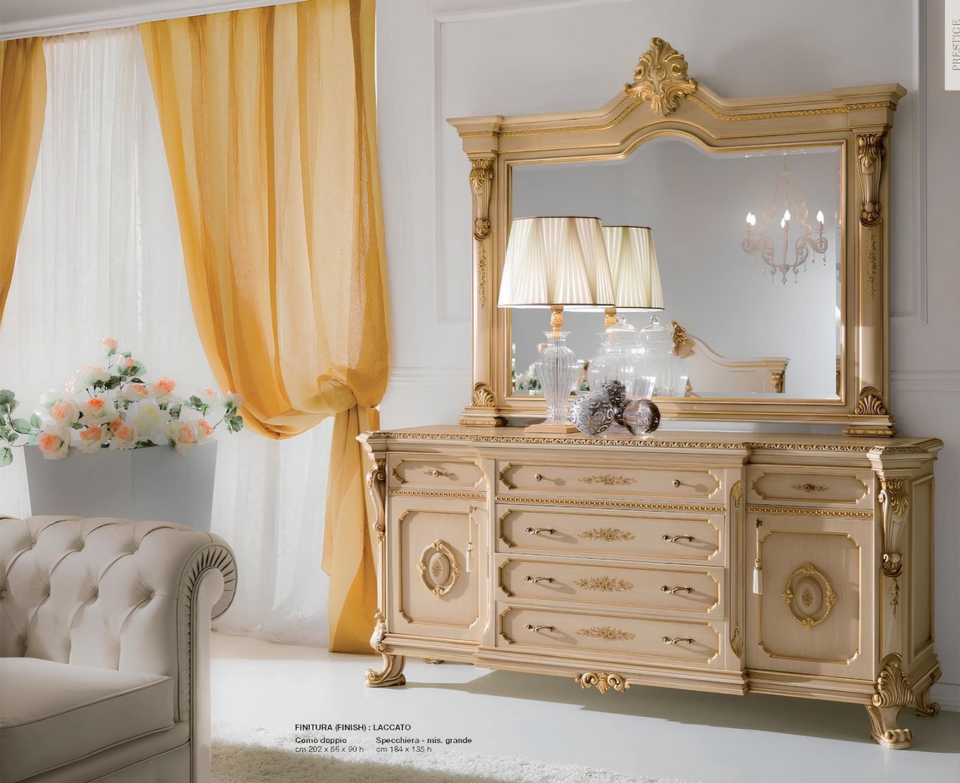 JVmoebel Kommode Schminktisch Kommode Spiegel Frisiertisch Beige Schlafzimmer Möbel (Set Kommode + Spiegel), Made in Europa von JVmoebel