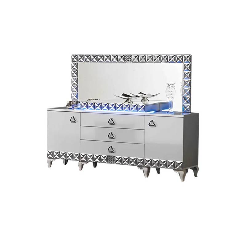 JVmoebel Kommode Sideboard Anrichte Kommode Buffetkommode Hochkommode (2 St., Kommode + Spiegel), Made in Europa von JVmoebel
