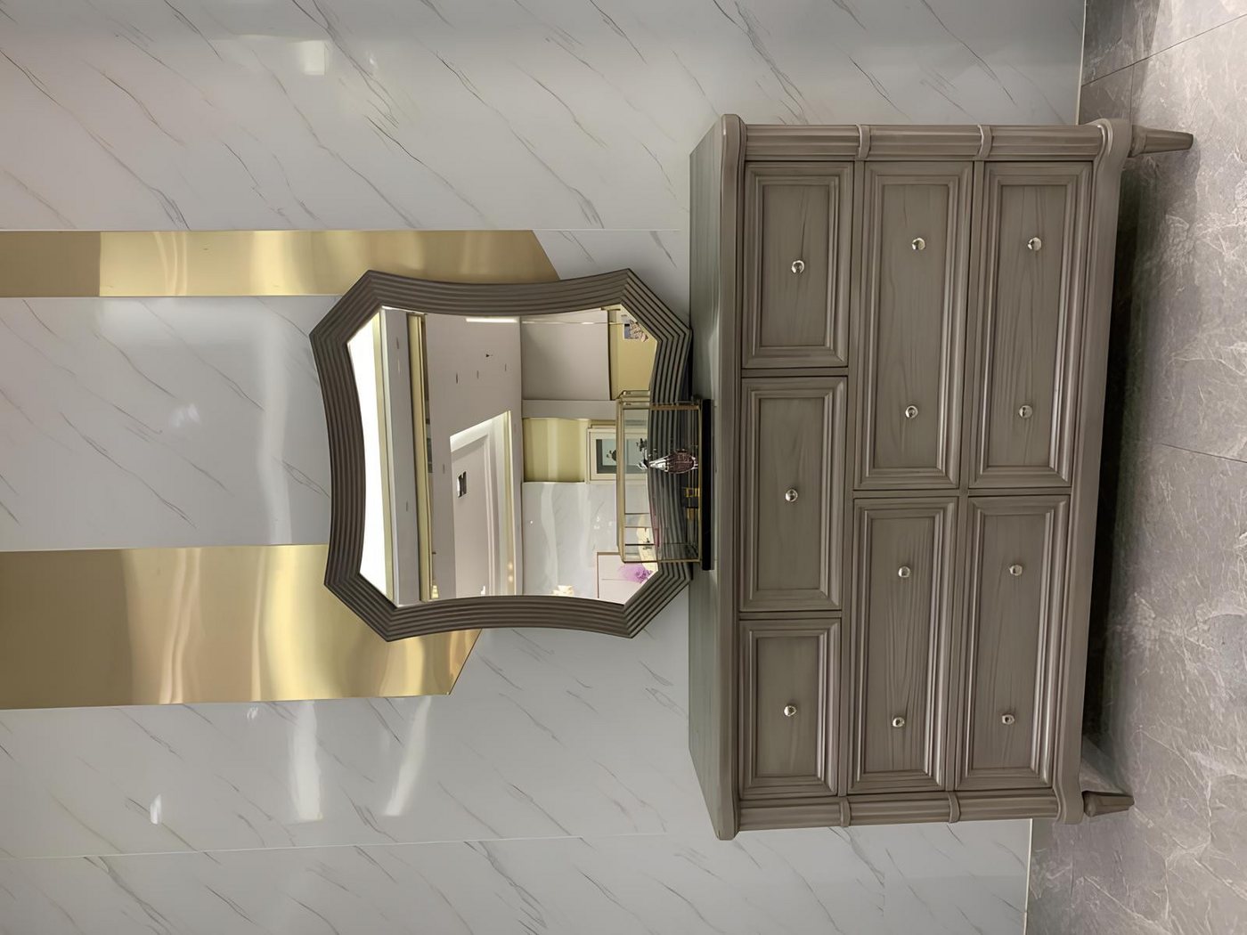 JVmoebel Kommode Spiegel Kommode Schlafzimmer Möbel neu in Braun (Kommode+Spiegel), Made in Europa von JVmoebel