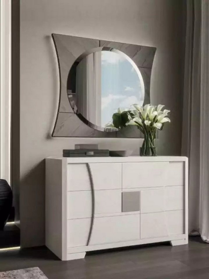 JVmoebel Kommode Weißes Schlafzimmer-Set mit Spiegel – Luxuriöse Kommode, 2-teilig (2 St., Kommode + Spiegel), Made in Europa von JVmoebel