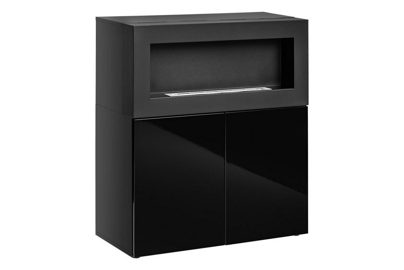 JVmoebel Kommode Schwarze Kommode mit eingebautem Kamin Modern Designer Schrank (Kommode), Made in Europe von JVmoebel