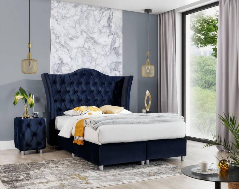 JVmoebel Komplettschlafzimmer Luxuriöses Schlafzimmer Set mit 2 Nachttischen - Komplett Design, (3-tlg., Bett / 2x Nachttische), Made in Europa von JVmoebel