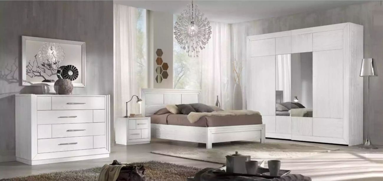 JVmoebel Komplettschlafzimmer Luxus Komplettes Schlafzimmer Set Bett 2x Nachttische Kleiderschrank, (6-St., 1x Bett + 2x Nachttische + 1x Kommode + 1x Spiegel + 1x Kleiderschrank), Made in Italy von JVmoebel