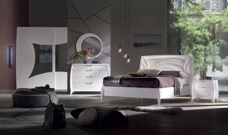 JVmoebel Komplettschlafzimmer Schlafzimmermöbel Set mit Bett, 2 Nachttischen und Kleiderschrank, (6-tlg., 1x Bett + 2x Nachttische + 1x Kommode + 1x Spiegel + 1x Kleiderschrank), Made in Europa von JVmoebel