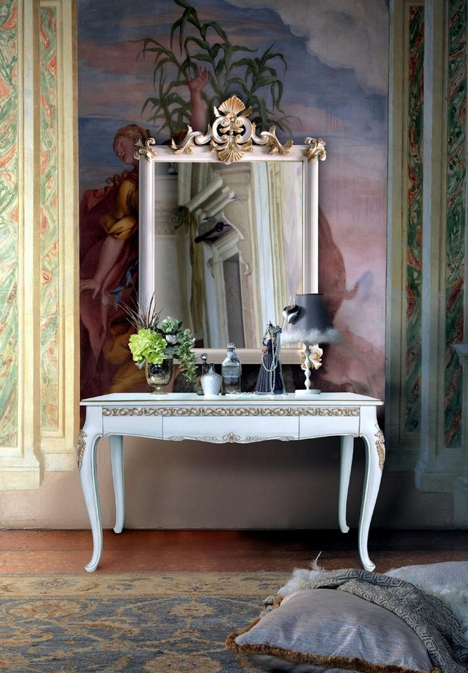 JVmoebel Konsolentisch Möbel Stil Barock Spiegel Holz Italienische Tische Konsolen 2tlg. Weiß, Made in Europa JVmoebel Konsolentisch Möbel Stil Barock Spiegel Holz Italienische Tische Konsolen 2tlg. Weiß, Made in Europa von JVmoebel