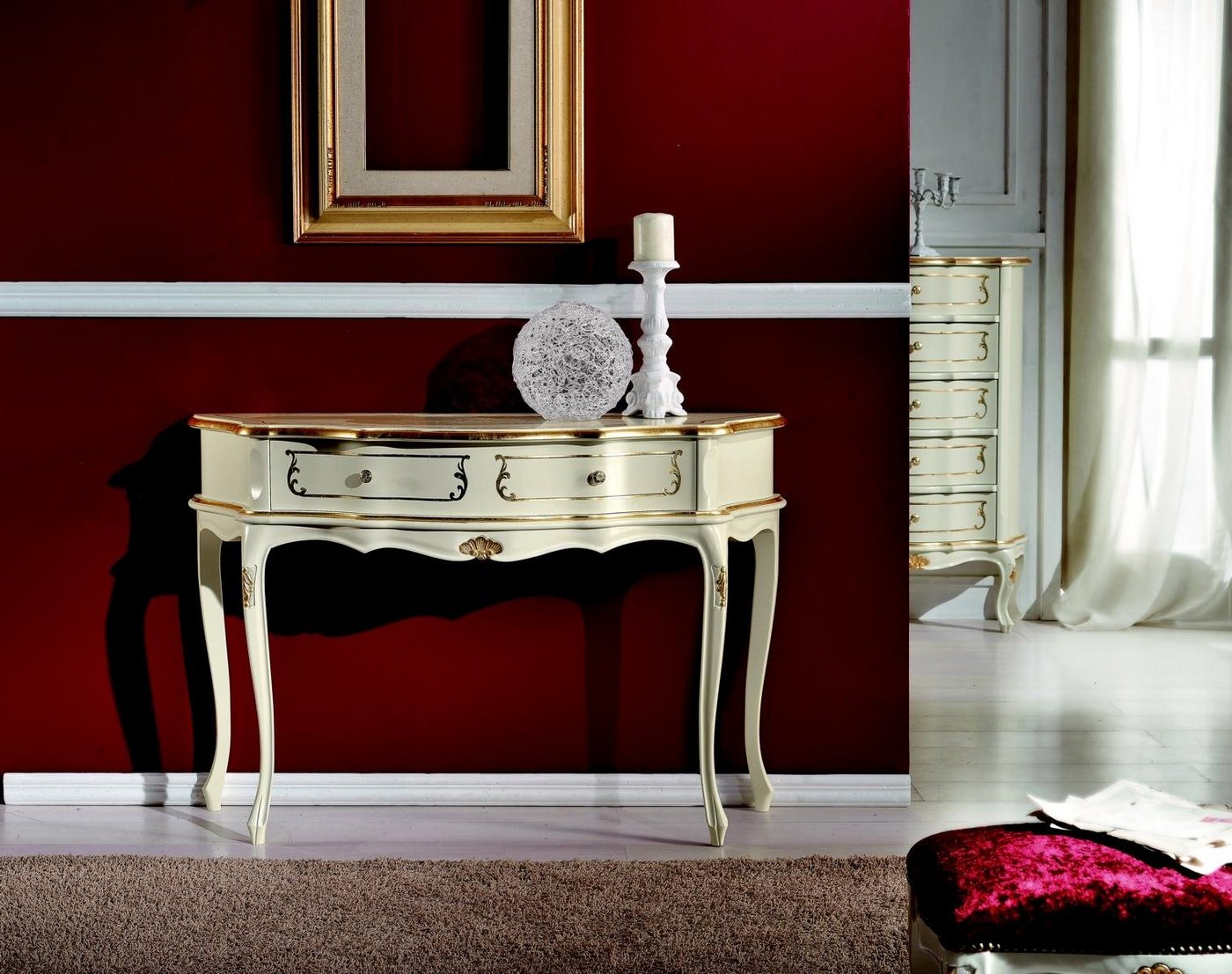 JVmoebel Konsolentisch Design Luxus Möbel Stil Barock Konsolentisch Weiß Holz Italienische Tisch Tische von JVmoebel