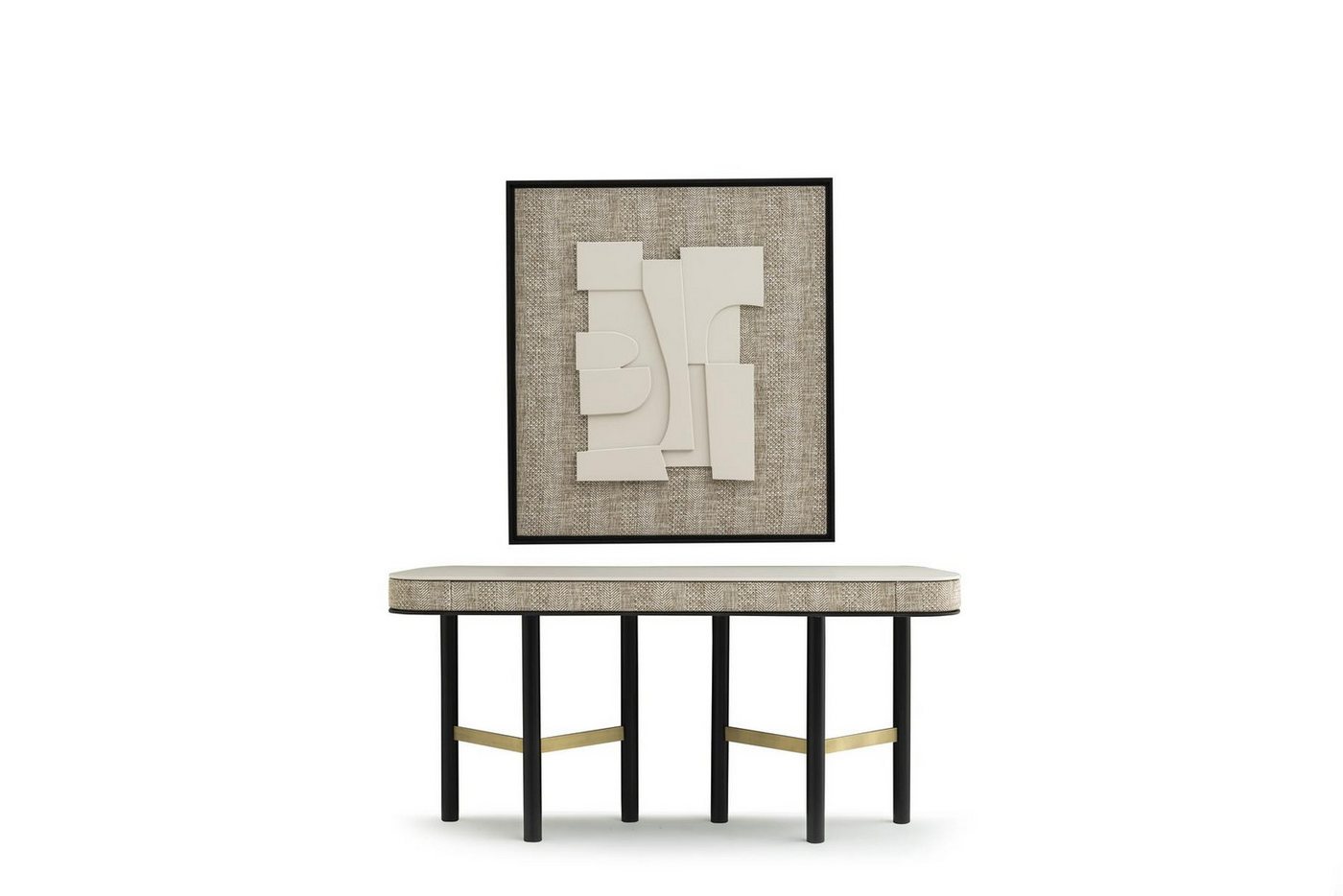 JVmoebel Konsolentisch Eleganter Beigefarbener Konsolentisch aus Holz mit modernem Design (2-St., Konsolentisch, Bild), Made in Europe von JVmoebel