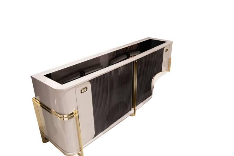 JVmoebel Konsolentisch Elegantes Beiges Holz Sideboard mit Spiegel in Modernem Design (Maße Sideboard mit Spiegel), Made in Europe von JVmoebel