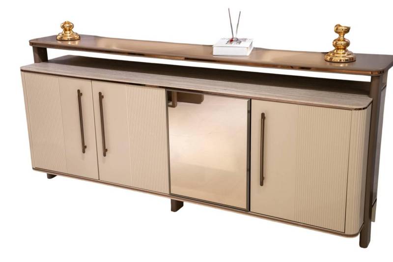 JVmoebel Konsolentisch Elegantes Beiges Holz Sideboard mit Spiegel modern (Maße Konsole mit Spiegel), Made in Europe von JVmoebel