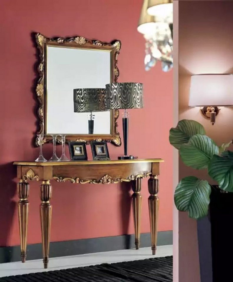 JVmoebel Konsolentisch Italienisches Holz-Möbelset 2-teilig mit Spiegel und Konsolentisch (2-St., 1x Konsole + 1x Spiegel), Made in Europa von JVmoebel