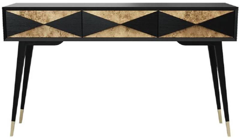 JVmoebel Konsolentisch Konsole Abstelltisch Holz in Schwarz und Goldton, Made in Europa von JVmoebel