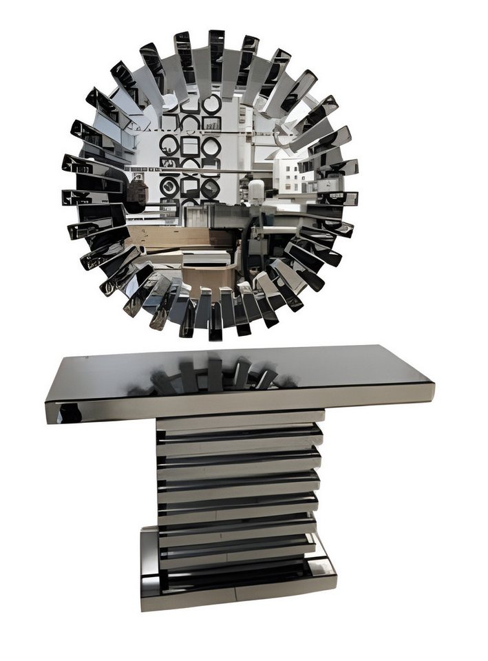 JVmoebel Konsolentisch Konsole mit Spiegel Grau Holz Modern Elegant (MaßeKonsole mit Spiegel), Made in Europe von JVmoebel