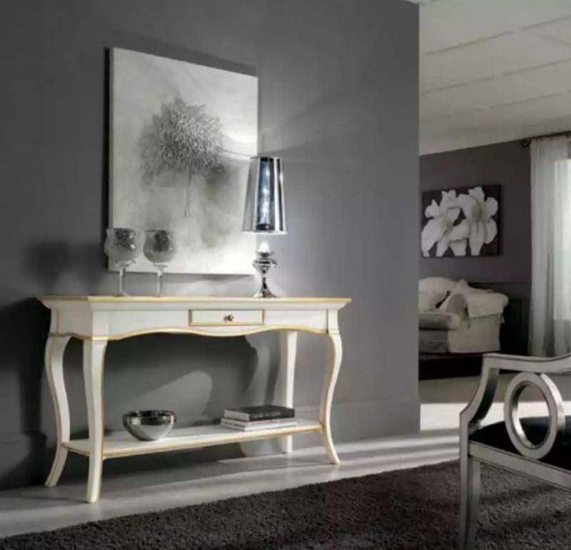 JVmoebel Konsolentisch Tisch Konsole Klassisch Sideboard Holz Luxus Weiß Modern (1-St., 1x nur Konsole), Made in Europa von JVmoebel