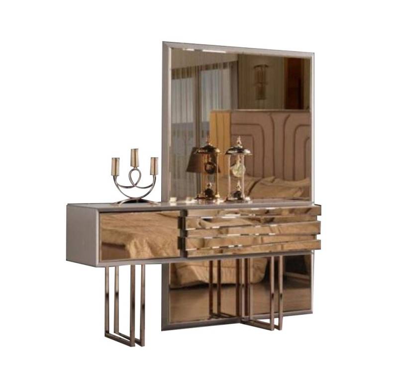 JVmoebel Konsolentisch Schminktisch Konsolentisch Frisiertisch Frisierkommode Holz Beige Gold, Made in Europa von JVmoebel