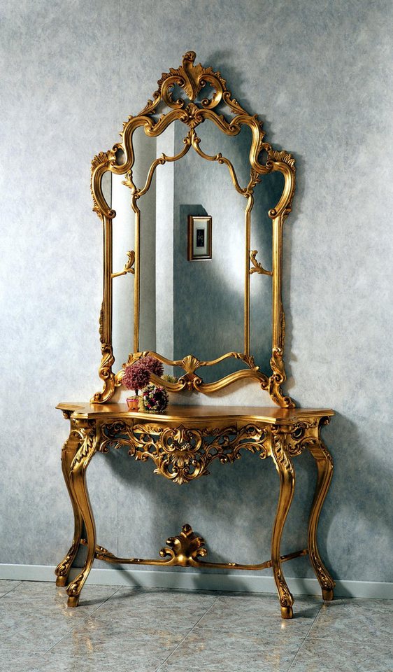 JVmoebel Konsolentisch Spiegelkonsole Landhausstil Konsole mit Spiegel Konsolentisch Gold, Made in Europa von JVmoebel