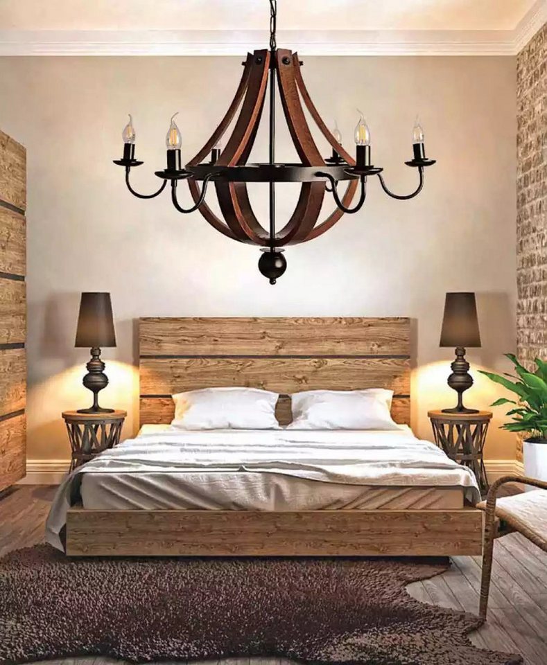 JVmoebel Hängeleuchte Braune Kronleuchter Deckenleuchter Holz Kronleuchter Lampe Lüster, Leuchtmittel wechselbar, Made in Europa JVmoebel Hängeleuchte Braune Kronleuchter Deckenleuchter Holz Kronleuchter Lampe Lüster, Leuchtmittel wechselbar, Made in Europa von JVmoebel