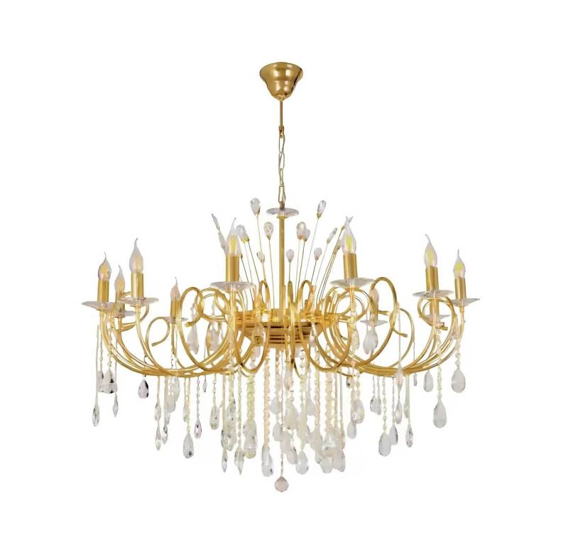 JVmoebel Kronleuchter Goldenfarben Kronleuchter Lampe Wohnzimmer Luxus Deckenleuchte, Leuchtmittel wechselbar, Made in Europa von JVmoebel