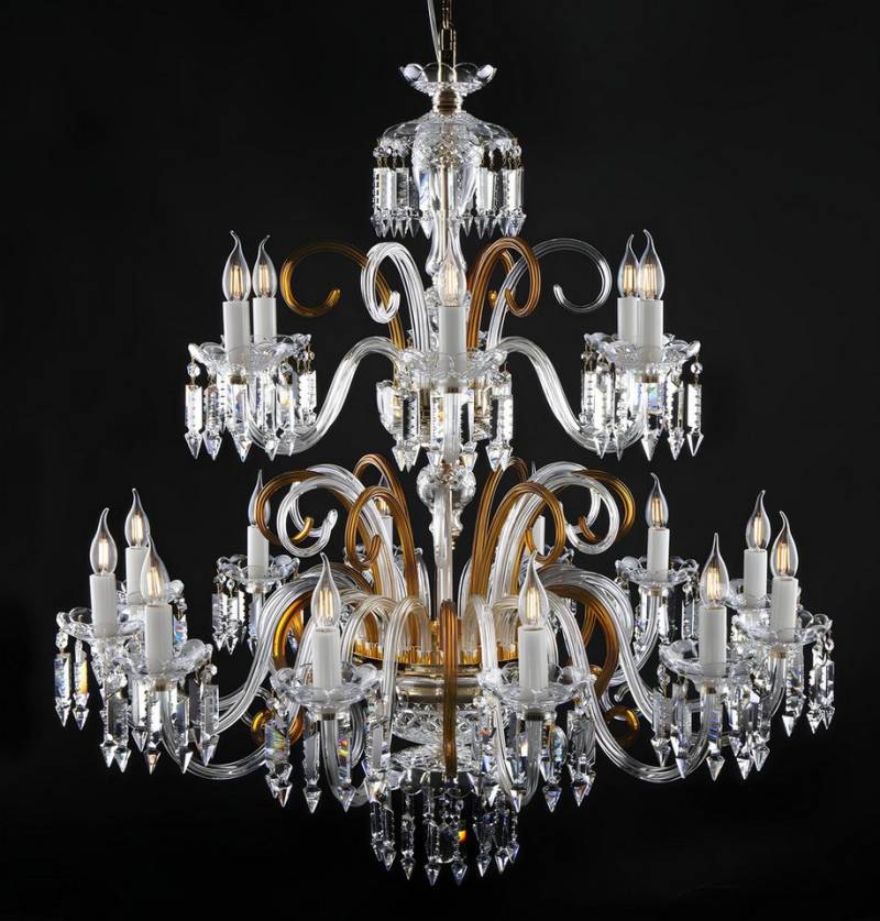 JVmoebel Kronleuchter Kristall Glas Kronleuchter Hänge Lampe Lüster klassisch Elite Bohemia, Transparent-Amber, Made in Europa von JVmoebel