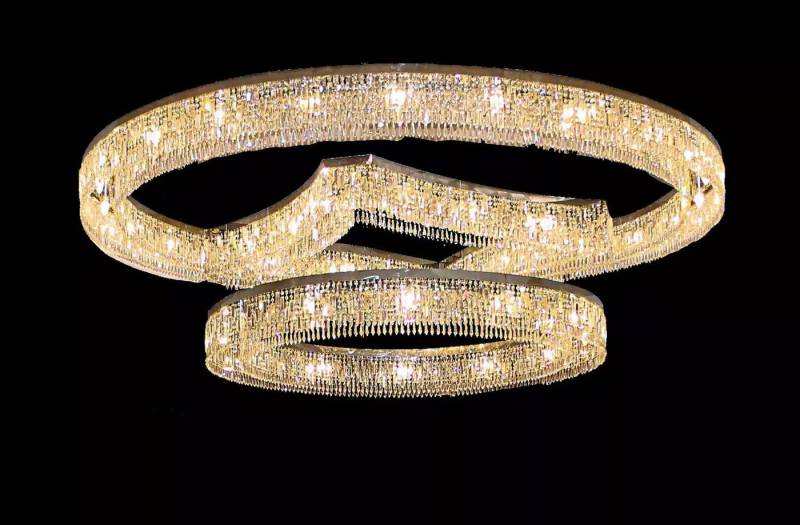 JVmoebel Kronleuchter Kronleuchter Pendelleuchte Edelstahl Kristall in Wohnzimmer Luxus Neu, Leuchtmittel wechselbar, Made in Europa von JVmoebel
