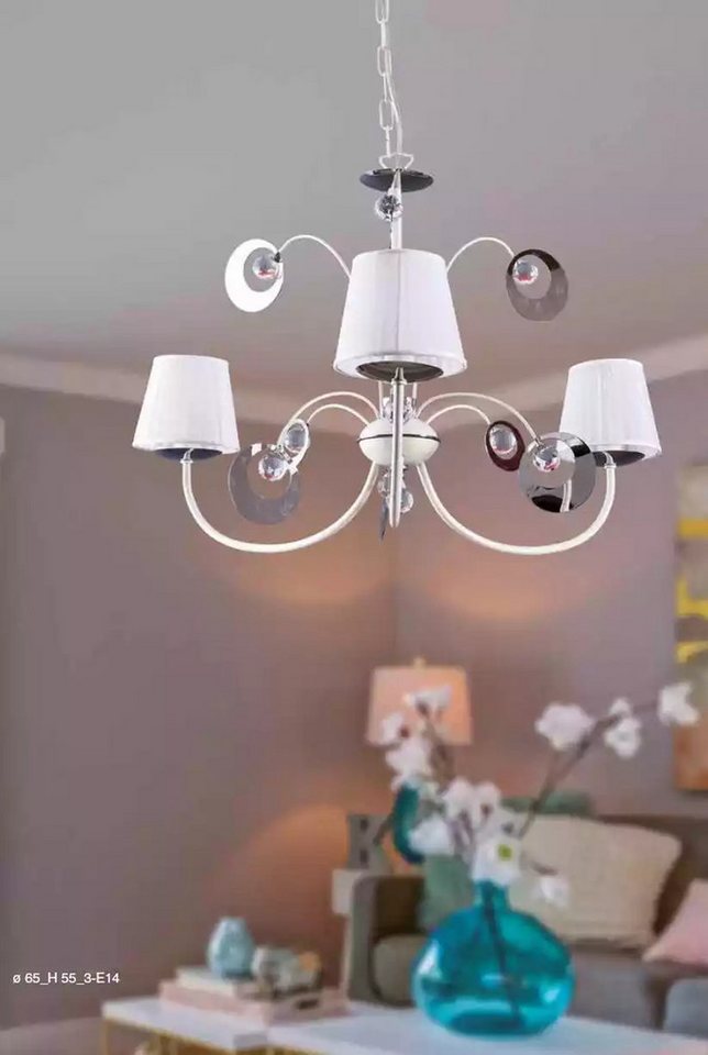 JVmoebel Kronleuchter Luxuriöser 3x Lampen Kronleuchter Deckenleuchte Art déco Weiß Neu, Leuchtmittel wechselbar, Made in Europa von JVmoebel