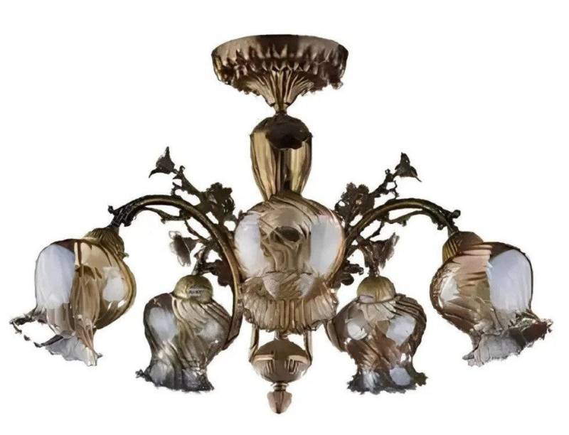 JVmoebel Kronleuchter Luxus Kronleuchter Blumen Lüster Lampe Glas Braun, Keine Funktionen, Leuchtmittel wechselbar, Made in Europa von JVmoebel
