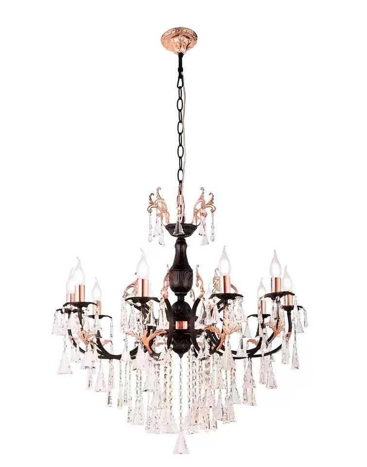 JVmoebel Kronleuchter Luxus Kronleuchter Deckenlampe Luster Schwarz Kristall, Leuchtmittel wechselbar, Made in Europa von JVmoebel
