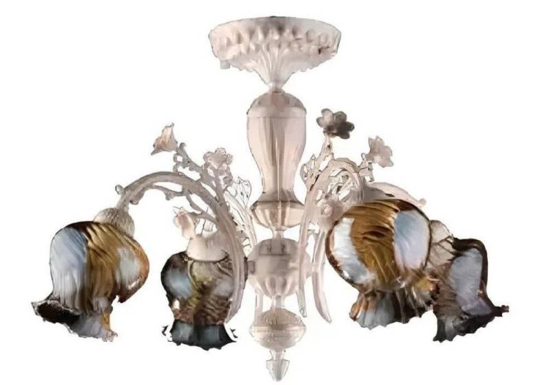 JVmoebel Kronleuchter Weiß Kronleuchter Blumen Lüster Lampe Deckenleuchter Glas, Keine Funktionen, Leuchtmittel wechselbar, Made in Europa von JVmoebel