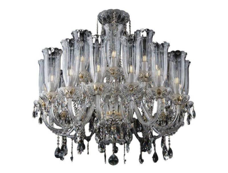 JVmoebel Kronleuchter XXL Leuchte 24x Lampen Palast Villa Leuchten Lampe Kristall Luster, Transparent-Amber, Made in Europa von JVmoebel