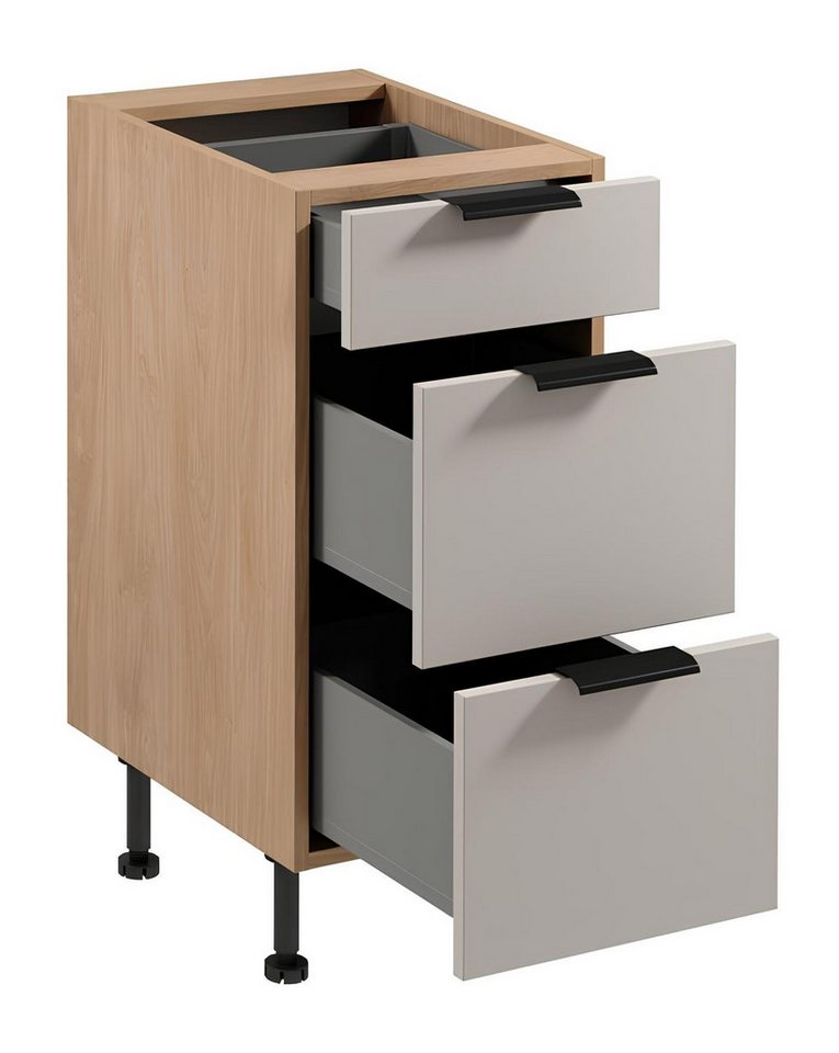 JVmoebel Unterschrank Küchenschrank Unterschrank mit 3 Schubladen aus Holz in Beige Made in Europe von JVmoebel