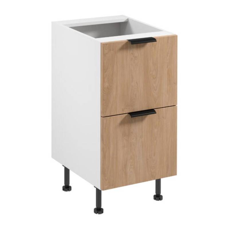 JVmoebel Unterschrank Küchenschrank mit 2 Schubladen Weiß-Beige Holz Küchenmodul (1-St) Made in Europe von JVmoebel