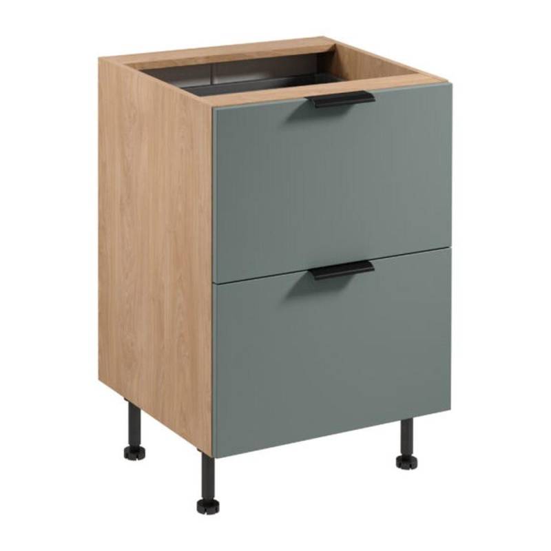 JVmoebel Unterschrank Unterer Küchenschrank Besteckeinsatz 2 Schubladen Holz Beige-Grau (1-St) Made in Europe von JVmoebel