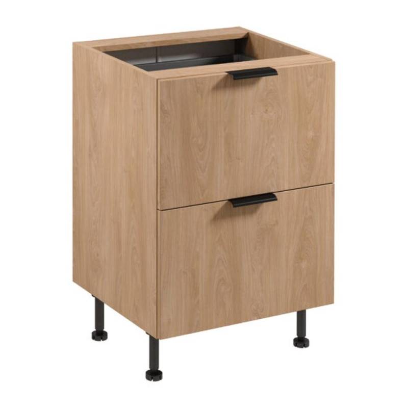 JVmoebel Unterschrank Unterer Küchenschrank mit Schubladen und Besteckeinsatz, Beige Holz (1-St) Made in Europe von JVmoebel