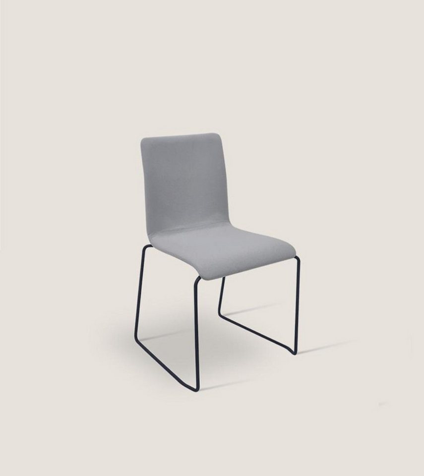 JVmoebel Küchenstuhl Designer Esszimmerstuhl in Grau mit Edelstahlbeinen (1 St), Made in Europa von JVmoebel