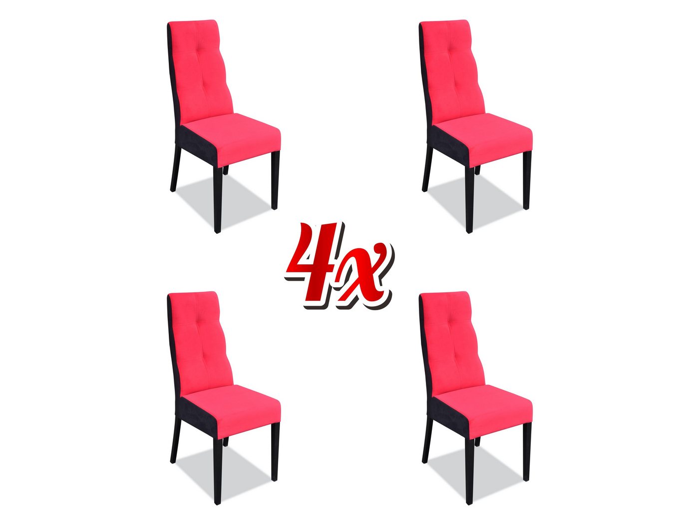 JVmoebel Küchenstuhl Polsterstühle im Set aus Holz mit Stoffbezug in Rosa für Gastro, Made in Europa von JVmoebel