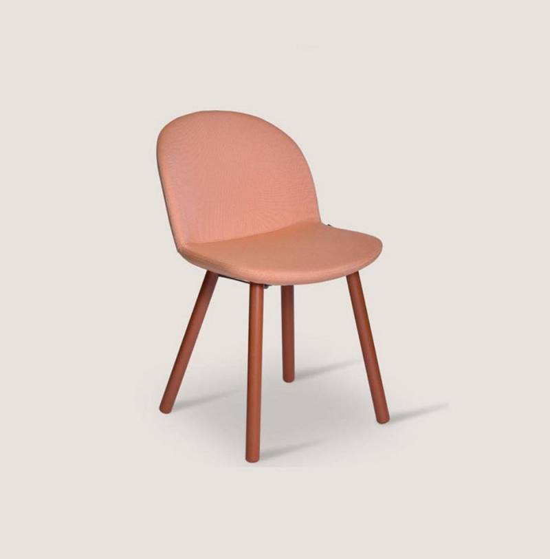 JVmoebel Küchenstuhl Rosa Esszimmerstuhl mit Holzbeinen - Design Polsterstuhl (1 St), Made in Europa von JVmoebel