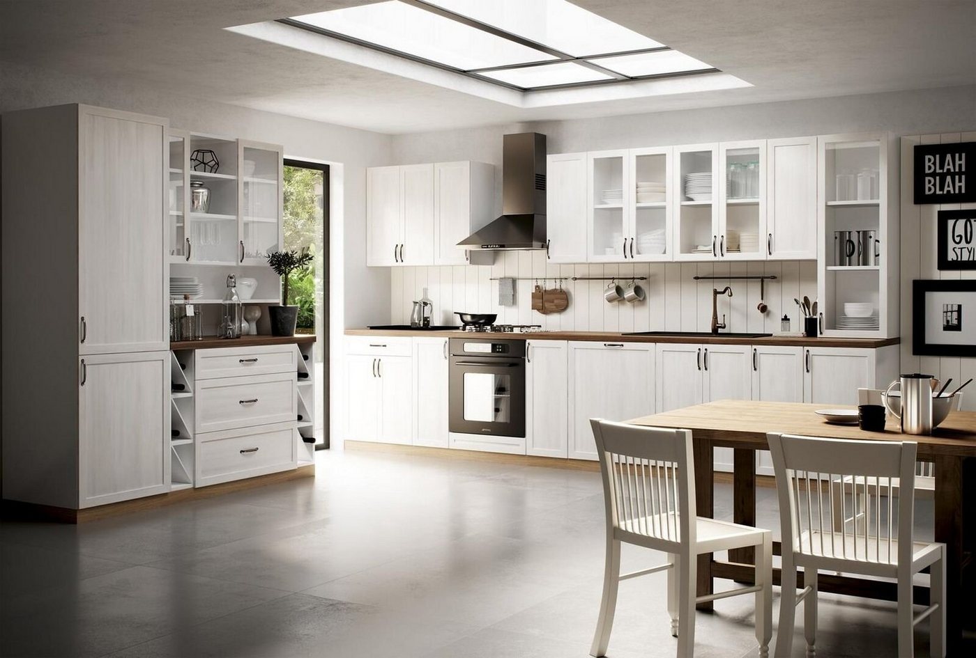 JVmoebel Küchenzeile Klassische Küche Küchenzeile Schrank Hochschrank Landhaus Mübel Zeile, Made in Europa von JVmoebel