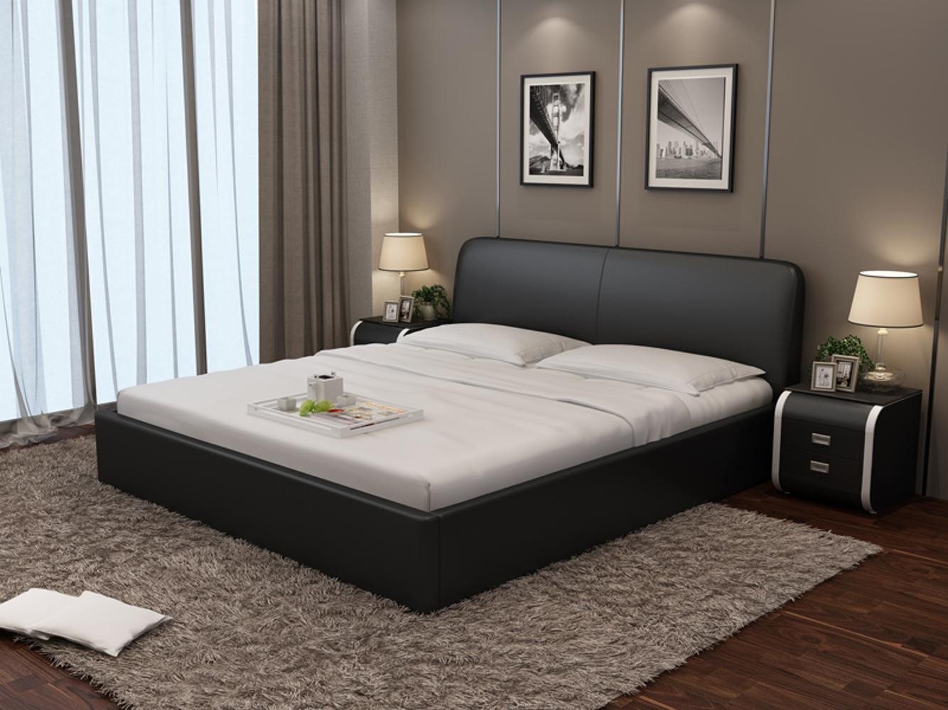 JVmoebel Kunstlederbett Designer Bett Polsterbett Luxusbett Doppelbett Ehebett Betten (1-tlg., Bett LB8836), Made in Europa von JVmoebel