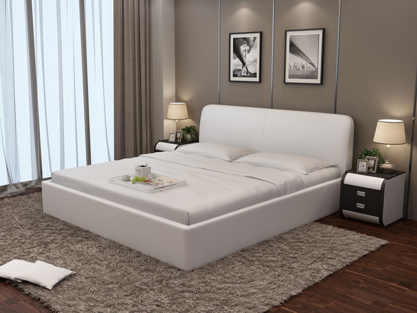 JVmoebel Kunstlederbett Designer Bett Polsterbett Luxusbett Doppelbett Ehebett Betten (1-tlg., Bett LB8836), Made in Europa von JVmoebel