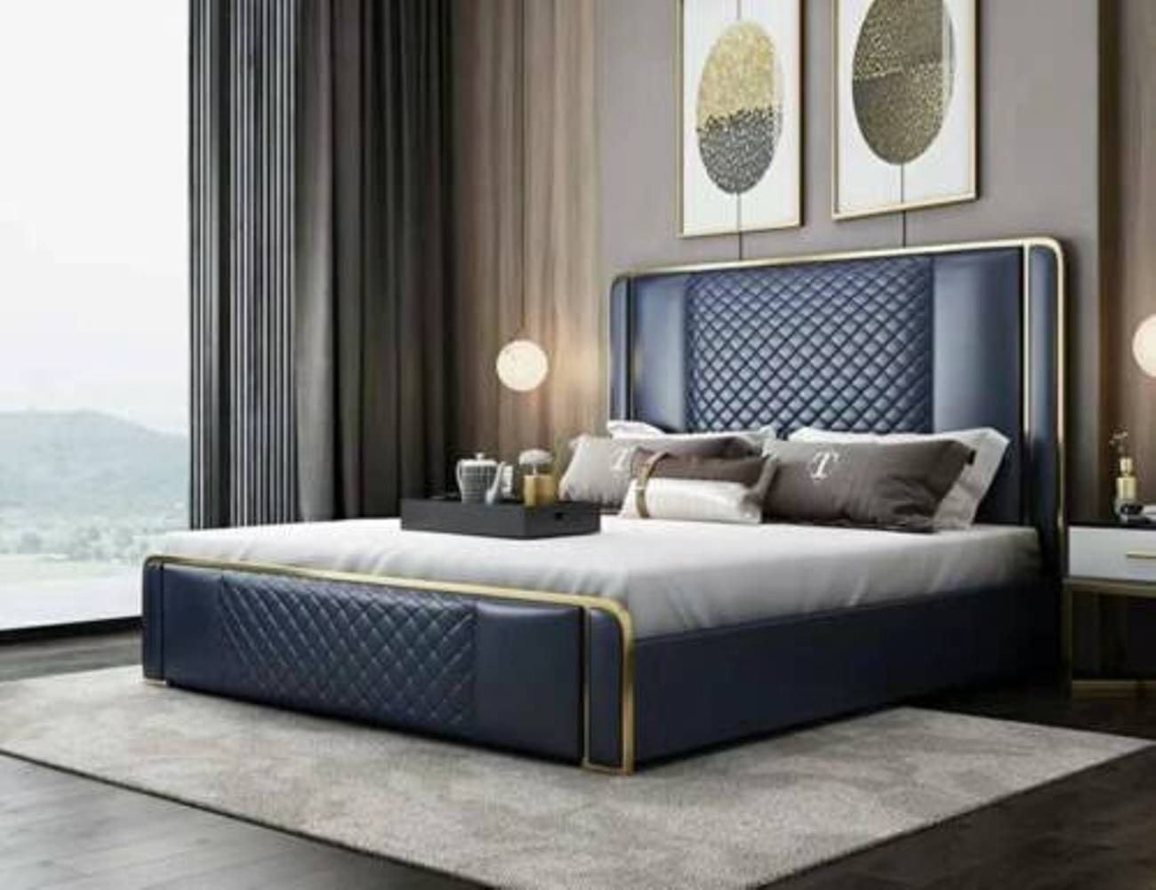 JVmoebel Lederbett, Designer Bett 180x200 Leder Hotel Metall Betten Doppel Ehe Schlaf von JVmoebel